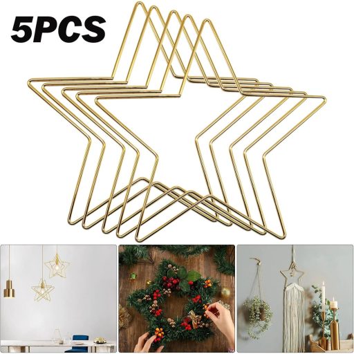LZLUCKCOME Set metalnih obruča, 5 komada - Zlatna petokraka zvijezda 150 mm hvatač snova DIY obrt