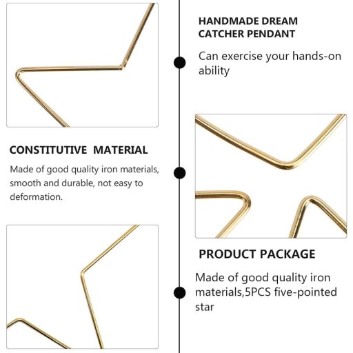 LZLUCKCOME Set metalnih obruča, 5 komada - Zlatna petokraka zvijezda 150 mm hvatač snova DIY obrt