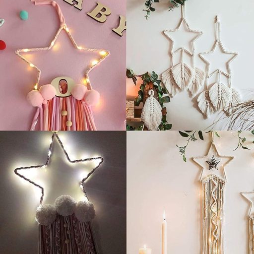 LZLUCKCOME Set metalnih obruča, 5 komada - Zlatna petokraka zvijezda 150 mm hvatač snova DIY obrt