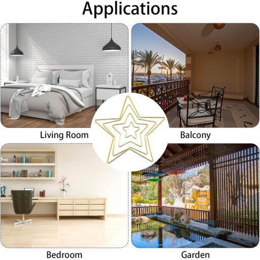 LZLUCKCOME Set metalnih obruča, 5 komada - Zlatna petokraka zvijezda 150 mm hvatač snova DIY obrt