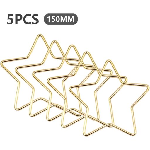 LZLUCKCOME Set metalnih obruča, 5 komada - Zlatna petokraka zvijezda 150 mm hvatač snova DIY obrt