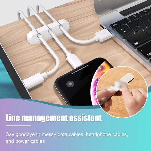 Set de 3 organizatoare de cabluri RTRTGS - Suport adeziv pentru cabluri, pentru birou, USB, cabluri de încărcare și audio, organizator de cabluri alb cu 3-5-7 compartimente pentru birou