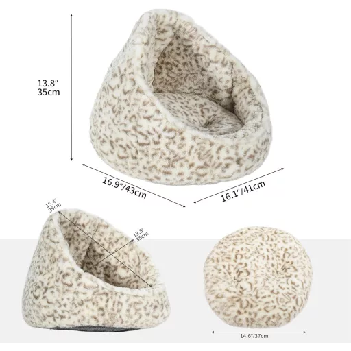 YITAHOME macskaagy mosható párnával, macskabarlang kiscicáknak, fehér-barna 43x41x35cm