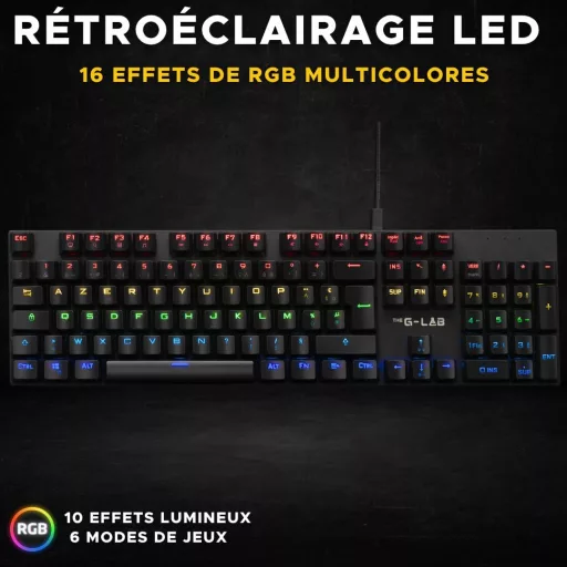 THE G-LAB Bluetooth Billentyűzet AZERTY Francia Fekete Vezeték Nélküli