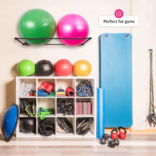 ODOXIA Tornalabda Tartó Fali Konzol - Fém Labdatartó Fitnesz Teremhez, Otthoni Edzőteremhez, Iskolai Tornateremhez, Matt Fekete
