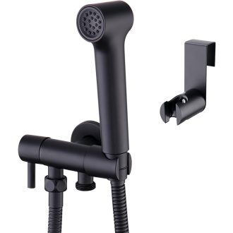   Faustina Bidet Zuhanyfej Fekete Matt Sárgaréz Falra Szerelhető Higiéniai Zuhany