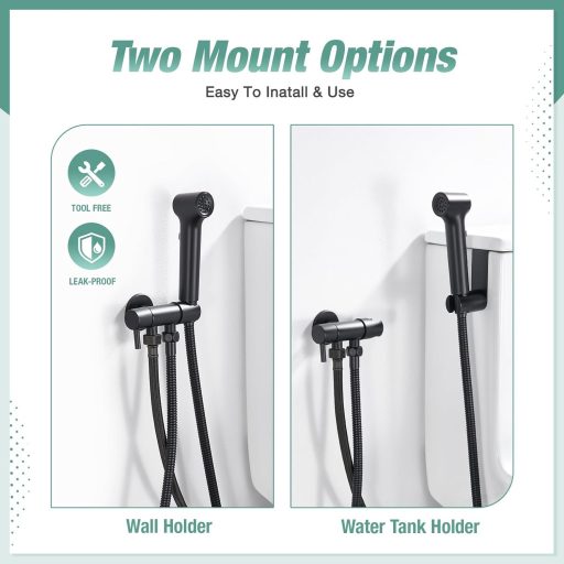 Faustina Bidet Zuhanyfej Fekete Matt Sárgaréz Falra Szerelhető Higiéniai Zuhany