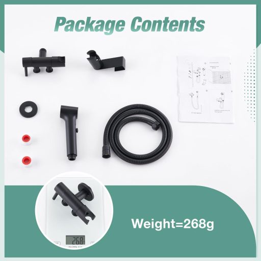 Faustina Bidet Zuhanyfej Fekete Matt Sárgaréz Falra Szerelhető Higiéniai Zuhany