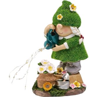   TERESA'S COLLECTIONS Kerti Törpe Napelemes Világítással 20cm Kültéri Dekoráció