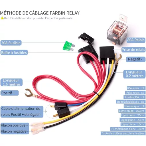 Claxon auto compact FARBIN 12V – 130dB, tip melc, cu releu și cablaj, cu comutator, pentru mașină/motocicletă/camion
