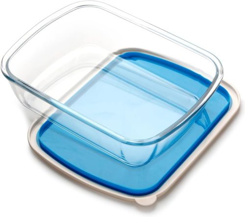 NUTRIUPS Üveg Sütőtál Fedővel 3L - 23x29 cm Téglalap Alakú Jénai Tál, Mikrohullámú Sütőben és Mosogatógépben Használható Lasagne Forma