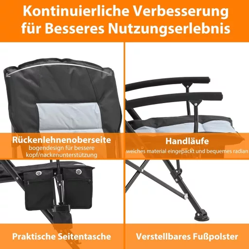 Meulbaty Fűthető Összecsukható Kemping Szék 200 kg Teherbírással - Dupla Fűtőzónás Hordozható Kerti Szék Pohártartóval, 3 Hőmérséklet Fokoza
