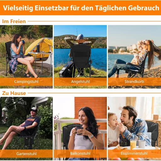 Scaun de camping pliabil, încălzit, Meulbaty, capacitate portantă 200 kg - Scaun portabil de grădină cu zonă dublă de încălzire, suport pentru pahar, 3 niveluri de temperatură