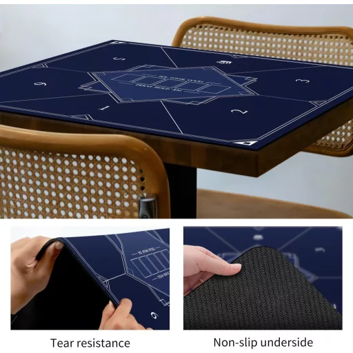 LaiEr 140x140 cm Vodootporna podloga za poker - sklopiva gumena podloga za stol za poker Texas Hold'em i Blackjack igre