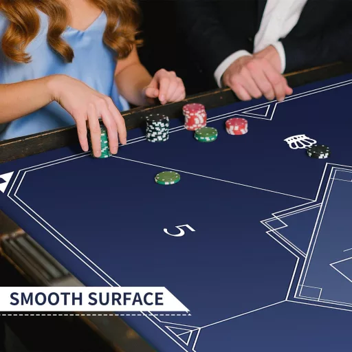 LaiEr 140x140 cm Vízálló Póker Alátét - Összehajtható Gumi Póker Asztallap Texas Hold'em és Blackjack Játékokhoz
