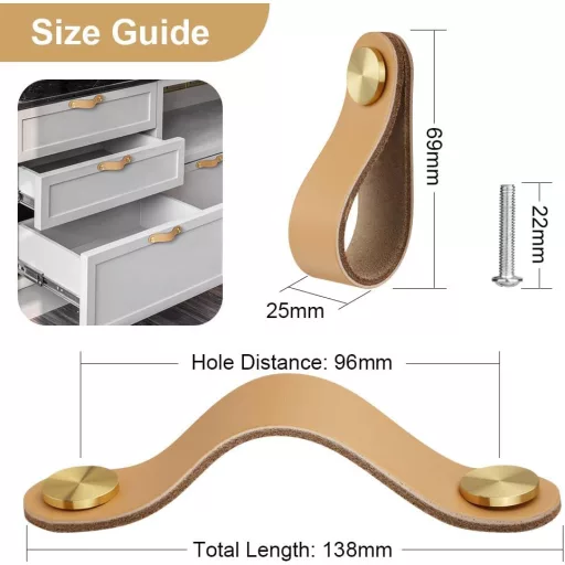 flintronic 4 kom Kožne Ručke za Namještaj Vintage Obrtnička Ručka za Vrata Ormara