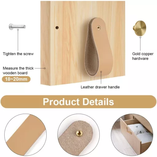 flintronic 4 kom Kožne Ručke za Namještaj Vintage Obrtnička Ručka za Vrata Ormara