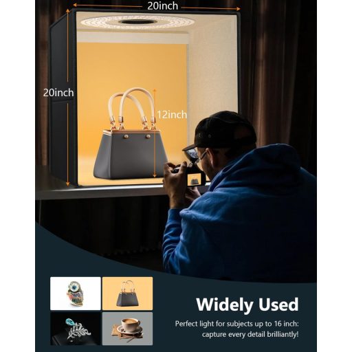 DUCLUS 50x50 cm összecsukható fotódoboz 216 LED világítással és 6 háttérrel