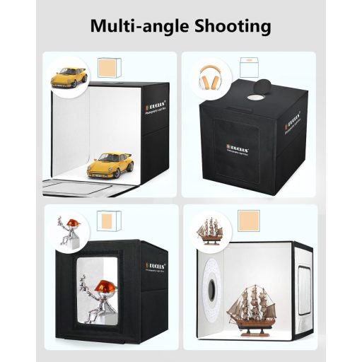 DUCLUS 50x50 cm összecsukható fotódoboz 216 LED világítással és 6 háttérrel