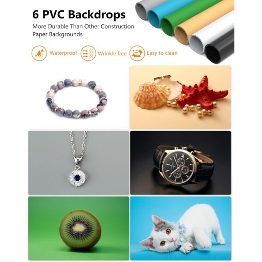 DUCLUS 50x50 cm összecsukható fotódoboz 216 LED világítással és 6 háttérrel