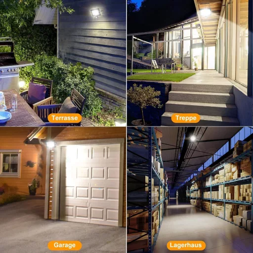 MEIKEE 50W LED Reflector cu Senzor de Mișcare - 4700LM, 6500K, Lampă de Exterior IP66 Impermeabilă pentru Grădină, Garaj, cu Cap Rotativ 360°, Negru