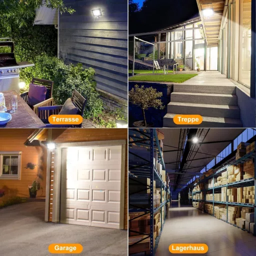 MEIKEE 50W LED Reflektor sa senzorom pokreta - 4700LM, 6500K, IP66 Vodootporna Vanjska Svjetiljka za Vrt, Garažu, s Glavom Rotirajućom 360°, Crna