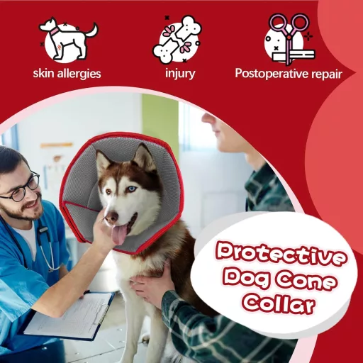 Zgardă Kuoser pentru câini XL Roșie, protecție împotriva linsului și a mușcăturilor