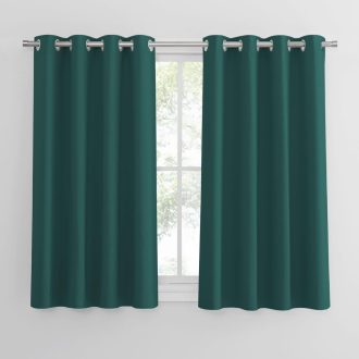   PONY DANCE Sötétzöld Fényáteresztést Gátló Függöny - Hőszigetelő Karikás Sötétítő, 2 db, 145x140 cm, Téli Hővédelem, Energiatakarékos