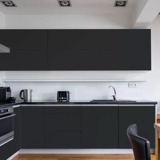 Samolepiaca fólia na nábytok Hode - Moderná čierna matná vodoodpudivá tapeta na stenu, dvere, skriňu, stôl - 60 cm x 10 m