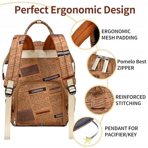 Pomelo Best Pelenkázó Hátizsák - Macaron Baba Táska Vízálló Pelenkázó Alátéttel, Nagy Kapacitású Utazó Hátizsák Kisbabás Szülőknek