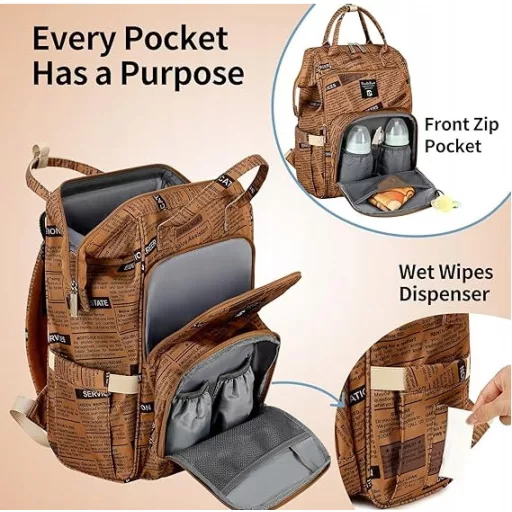 Pomelo Best Pelenkázó Hátizsák - Macaron Baba Táska Vízálló Pelenkázó Alátéttel, Nagy Kapacitású Utazó Hátizsák Kisbabás Szülőknek