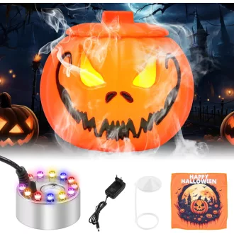   MaxEarn 12 LED-es Ködgenerátor - Háromszínű Halloween Tök Párásító, Ultrahangos Ködképző Fröccsenésgátlóval, Kerti Tó Szökőkút Dekoráció