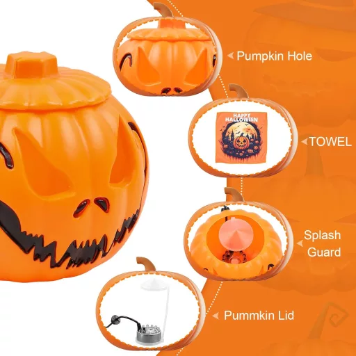 MaxEarn Generator de ceață cu 12 LED-uri - Umidificator dovleac de Halloween tricolor, generator de ceață cu ultrasunete cu protecție anti-stropire, decorațiune pentru iaz de grădină și fântână.