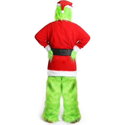 Claofoc 7 részes Mikulás jelmez szett zöld maszk Halloween karácsonyi farsang
