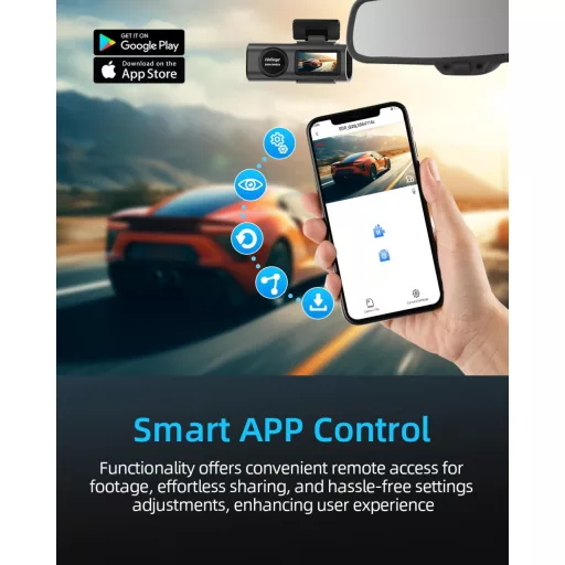 WeBeqer WiFi Autós Menetrögzítő Kamera 4K+1080P Felbontással, Első-Hátsó Kamera, 64GB SD Kártyával, 170°+140° Látószög, Éjjellátó, G-szenzor