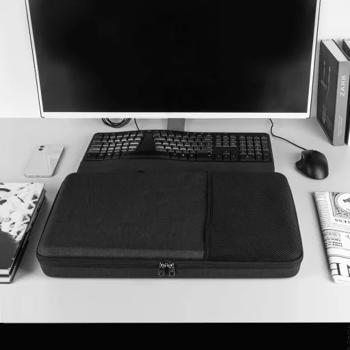 Geantă ergonomică pentru tastatură GEEKRIA compatibilă cu tastaturile Microsoft, gri
