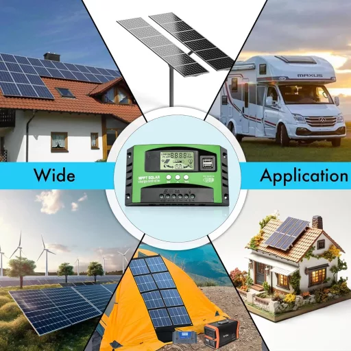 VIXKPIRR MPPT 30A Regulátor nabíjania solárnych panelov 12V/24V – s LCD displejom, teplotným snímačom, 2 USB portami, pre olovené a lítiové batérie