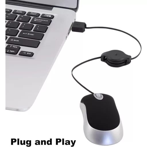 LIKE SHOW Mini Miš Žičani Uvlačivi USB Kabel 1600 DPI Gaming Miševi PC Laptop Stolno Prijenosno Putovanje Crni
