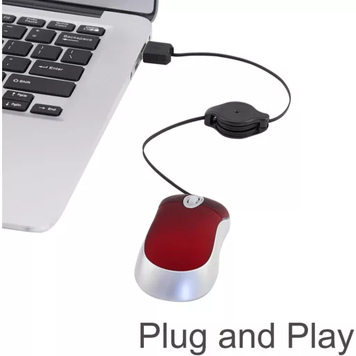 LIKE SHOW Mini miš Minnie s USB kabelom na uvlačenje, 1600 DPI žičani računalni miš za putovanja