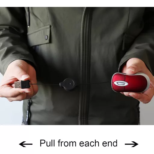 LIKE SHOW Mini miš Minnie s USB kabelom na uvlačenje, 1600 DPI žičani računalni miš za putovanja