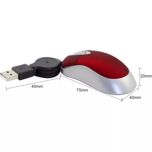 LIKE SHOW Mini miš Minnie s USB kabelom na uvlačenje, 1600 DPI žičani računalni miš za putovanja