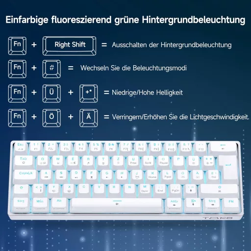 TMKB T61SE Gaming Mechanikus Billentyűzet Piros Switch Fehér QWERTZ