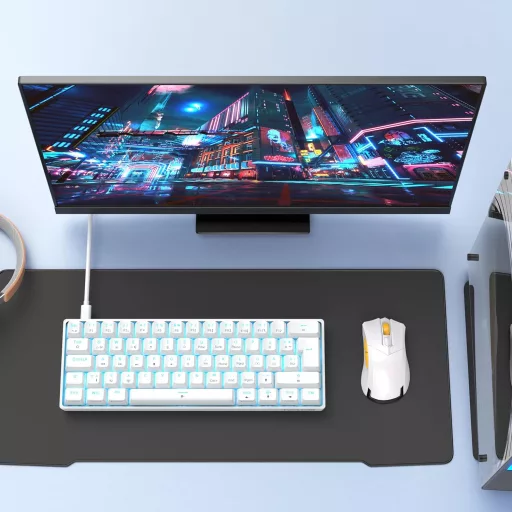 TMKB T61SE Gaming Mechanikus Billentyűzet Piros Switch Fehér QWERTZ