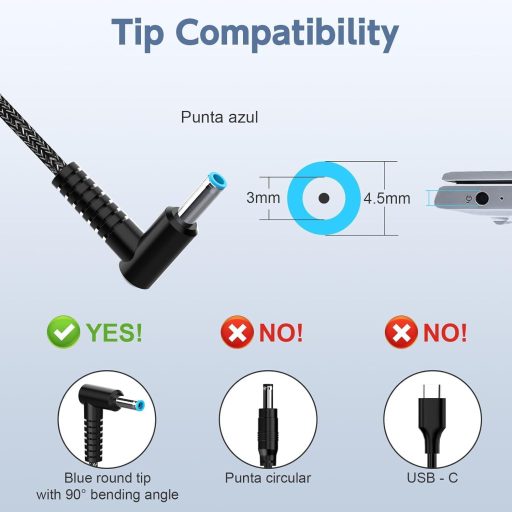 BIUBOTY 65W HP Laptop Töltő 19.5V 3.33A Stream Elitebook Spectre Pavilion