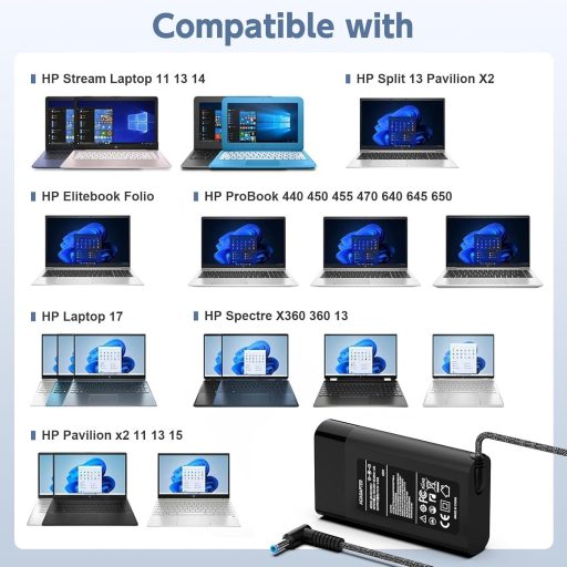 BIUBOTY 65W HP Laptop Töltő 19.5V 3.33A Stream Elitebook Spectre Pavilion