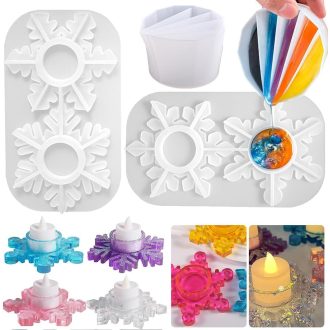  TUIBEIDAMAI Set silikonskih kalupa za svijeće - 2 komada kalupa s uzorkom pahuljice + lijevak, silikon otporan na toplinu, za DIY izradu svijeća