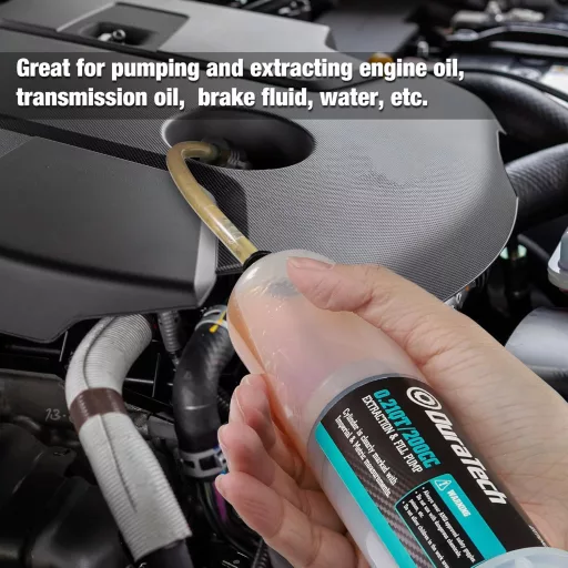 DURATECH Odsávačka oleja 200ml - Ručná pumpa s ukazovateľom hladiny, 284mm Plniaca pumpa oleja pre motorové, prevodové, diferenciálne oleje a chladiace kvapaliny