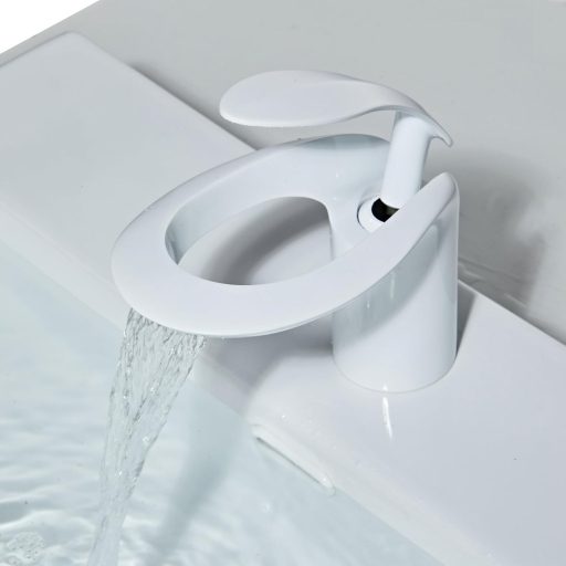 Kelelife Biela Vodopádová Kúpeľňová Batéria - Jednopáková Umývadlová Batéria z Mosadze, Jednoduchá Montáž, Konštrukcia Bez Odkvapkávania