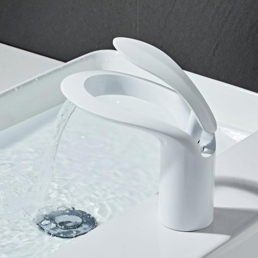 Kelelife Fehér Fürdőszobai Vízesés Csaptelep - Egykaros Mosdócsap Sárgarézből, Könnyű Szereléssel, Cseppmentes Kialakítással