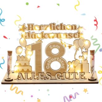   Jostift Fa Vendégkönyv 18. Születésnap LED Fényekkel - Pénzajándék Dekoráció